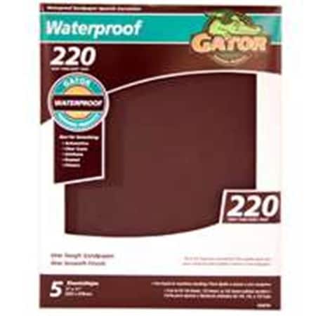 Gator Finishing Ali Industries 4474 Gator 9 x 11 In. Waterproof Garnet Sandpaper 220 Grit 5 Pack 2876381